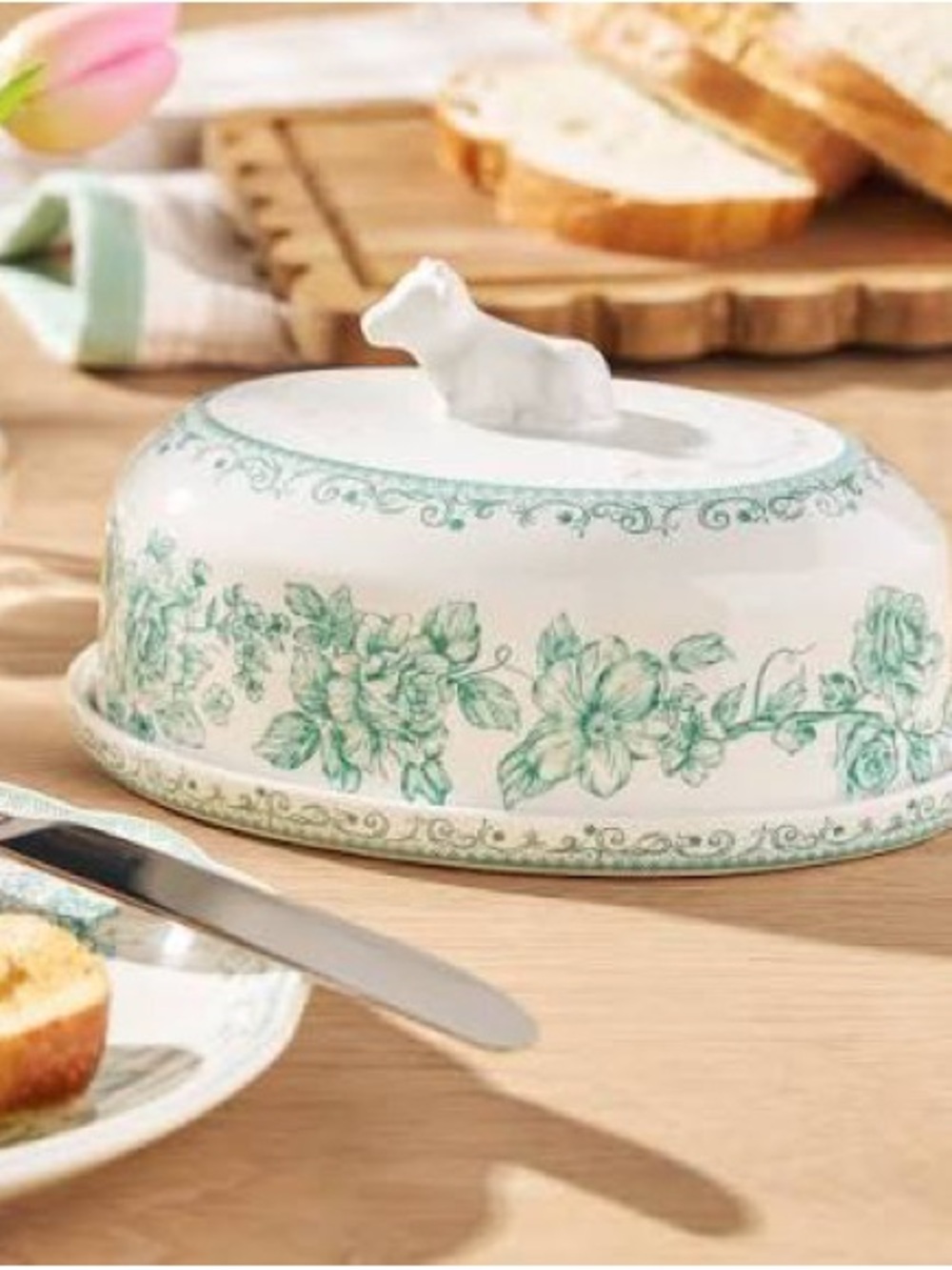 Pioneer Woman 
The Pioneer Woman Agatha Stoneware Double Stick Green Butter Dish